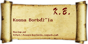 Kossa Borbála névjegykártya
